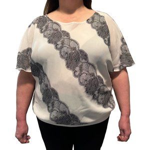 KI Floral Paisley Black and White Blouse